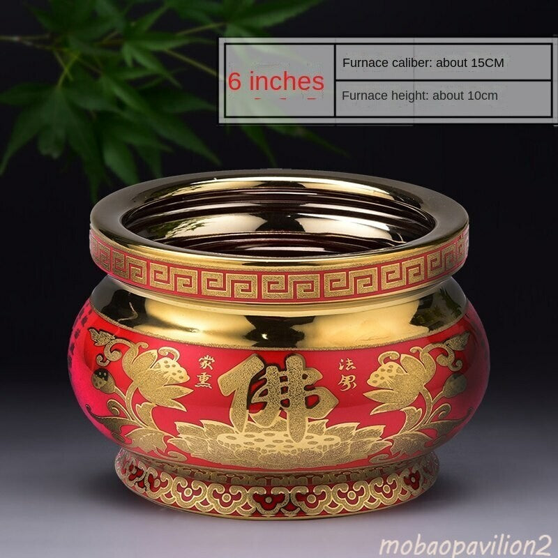 15cm New Ceramic Buddhist Incense Burner Worship Wealth God Censer