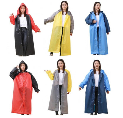 Women Hooded Raincoats Nylon Long Men Outdoor Travel Fishing Waterproof Rainwear