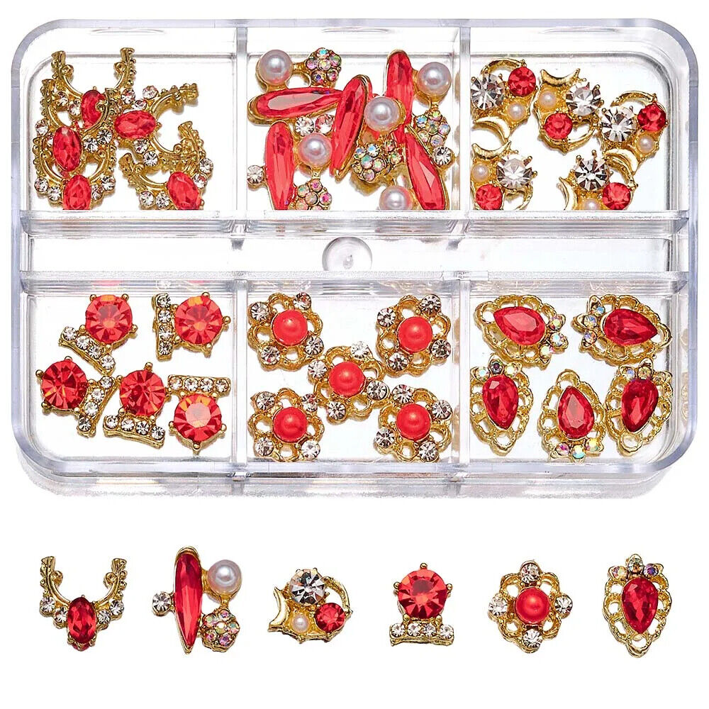 Nail Charms 30Pcs Boxed Luxury Shiny Planet Alloy 3D Art Rhinestones Bling Decor