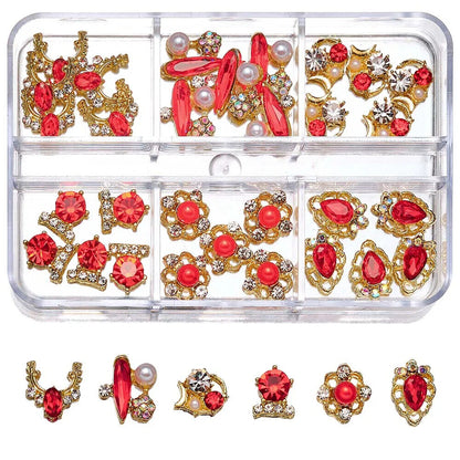 Nail Charms 30Pcs Boxed Luxury Shiny Planet Alloy 3D Art Rhinestones Bling Decor