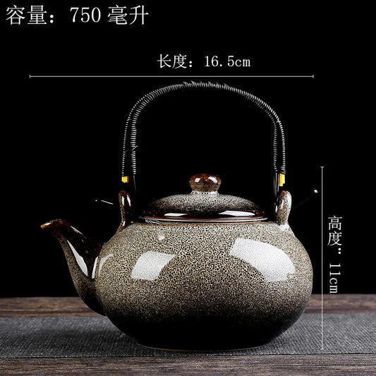 750ML Ceramic Teapot Household Kung Fu Kettle Large Capacity Tea Set