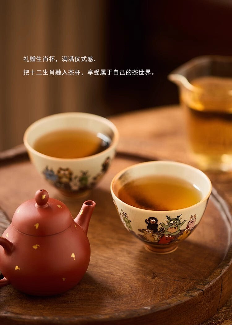 100cc China JingDeZhen Hand Drawing 12 zodiac master tea cup beauty ceramic cup