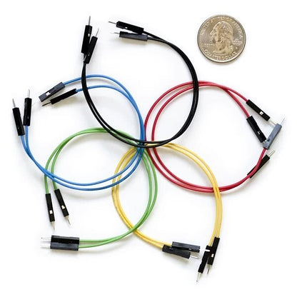 10 Piece Male to Male Jumper Wires for Breadboard, 6" Length, 5 Different Colors