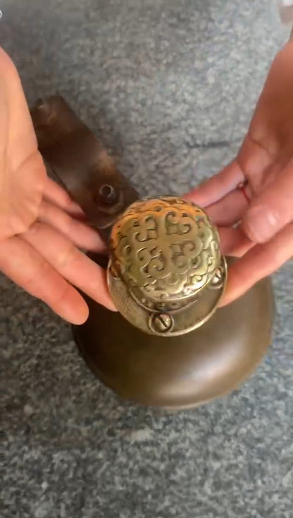 Antique Collection: Pure Copper Yellow Box Car Foot Bell Decoration
