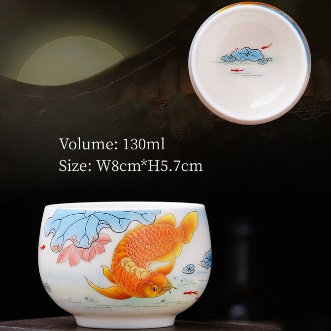 Porcelain Tea Cup Fat Mutton Jade Ceramic Master Cup 100ml / 130ml Personal Cups