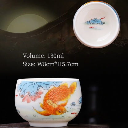Porcelain Tea Cup Fat Mutton Jade Ceramic Master Cup 100ml / 130ml Personal Cups