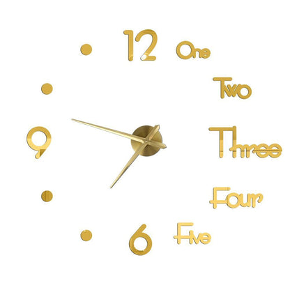 DIY Wall Clocks Acrylic Mirror Large 3D Frameless Home Living Room Decor 37-47In