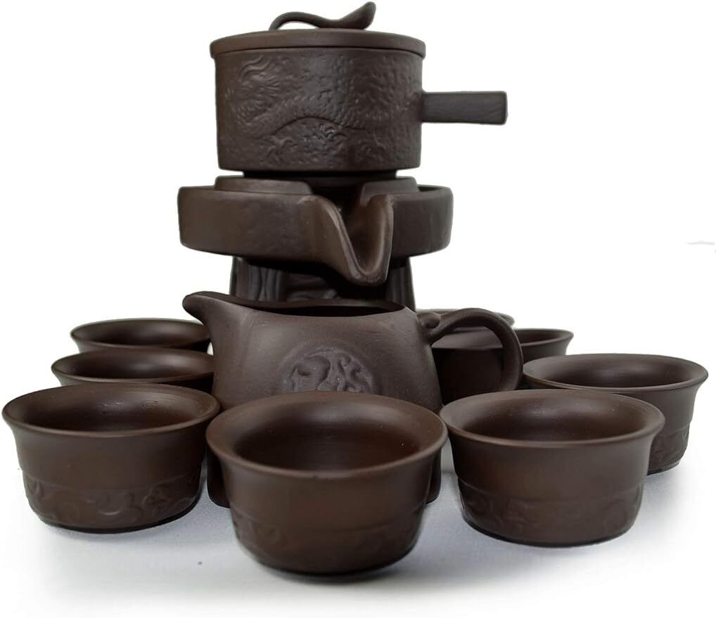 11pcs/set Lazy semi-automatic stone mill tea set Tea Ceremony Party Home Office