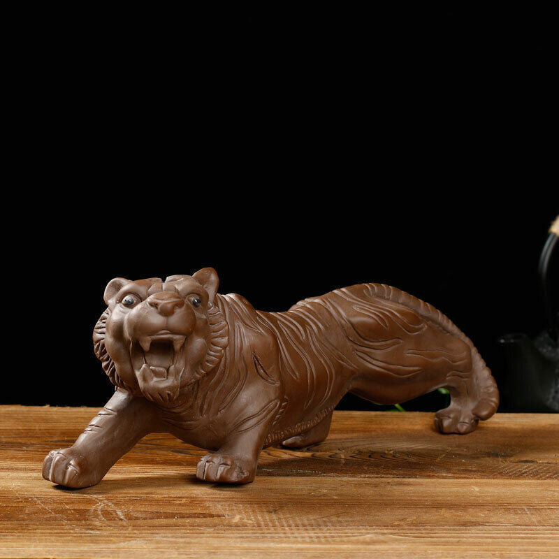 Creative Tea Pet Statue Tiger Handmade Artware Animal Zisha Purple Clay Tea Play