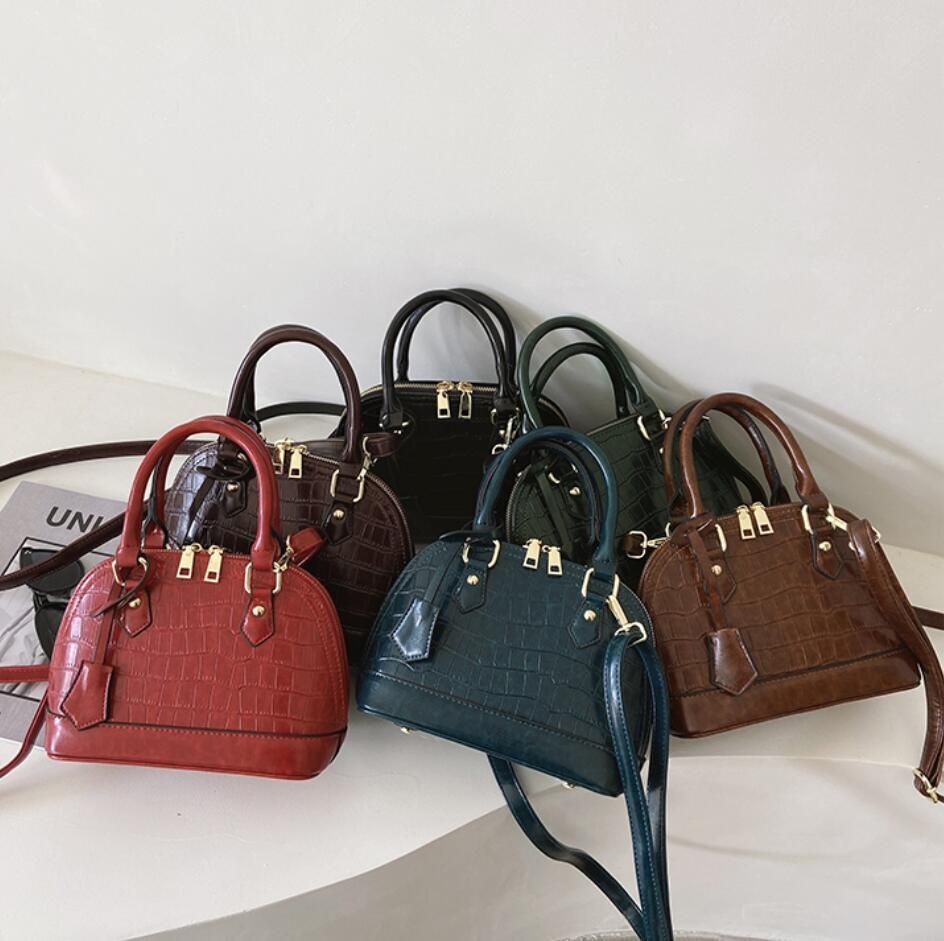 Pattern Tote Shell Bag Synthetic Leather Handbag Vintage Shoulder Bag 23*11*17cm