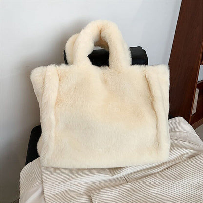 Faux Fur Women's Tote Bag Plush Shoulder Bags Women Soft Top Handbags Warm