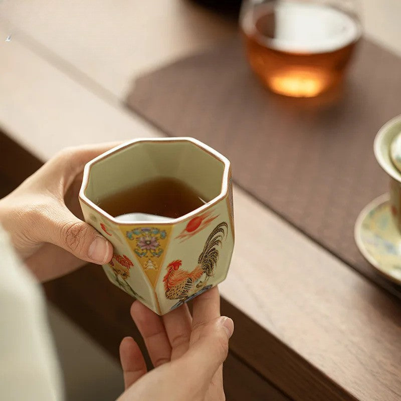 Porcelain Chicken Octagon Teacup Tea Bowl Water Jug Tea-tasting Fragrance