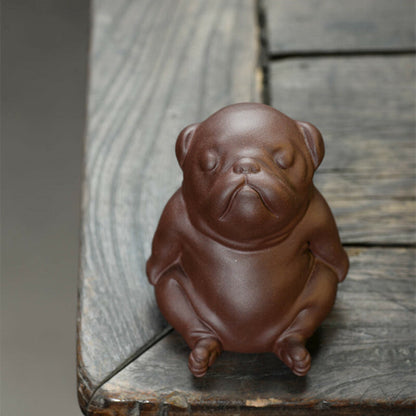 Chinese Yixing Zisha Pottery Lovable Animal Shar Pei Tea Pet Statues