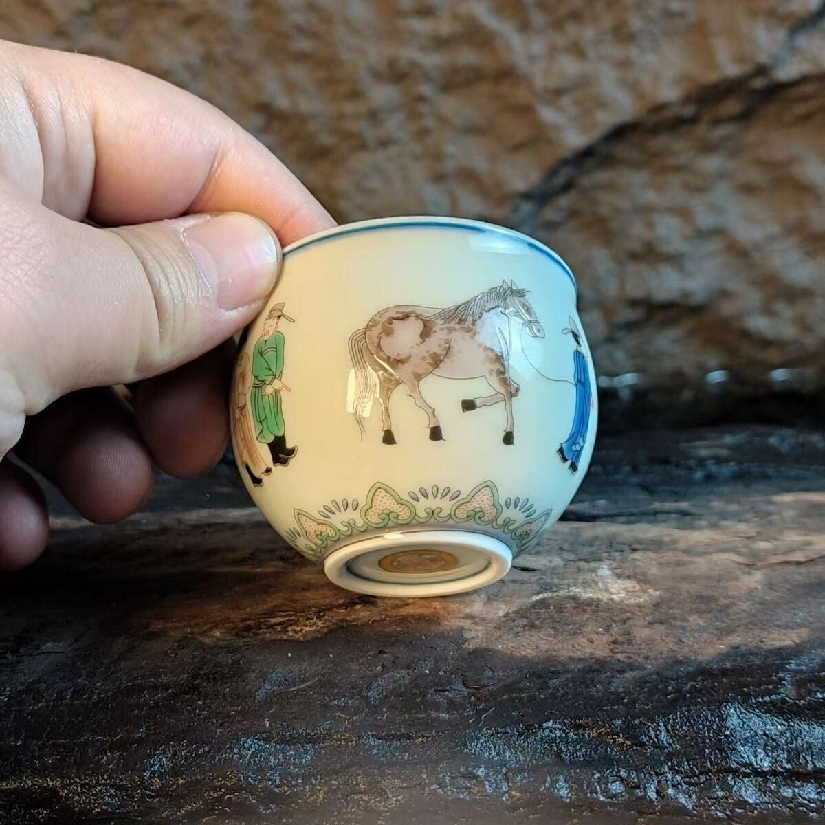 Vintage Chinese Jingdezhen Doucai Tea Cup Scholar
