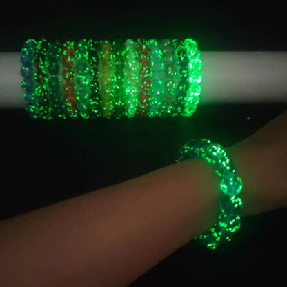 10mm Star Luminous Glazed Bracelet Fluorescent Green Beaded Hand Chain Jewelry
