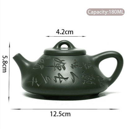 4.92"in Yixing Purple Clay Teapot Master Handmade Scoop Stone Tea Pot Zisha