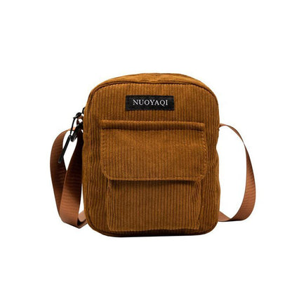 Corduroy Shoulder Bags Striped Cloth Fabric Handbags Tote Canvas Crossbody Bag