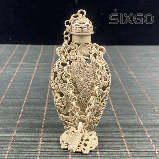 Collectibles Tibetan silver Handmade Statue Exquisite Snuff Bottles