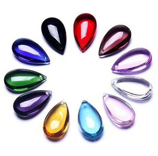 30Pcs 50mm Smooth Almond Chandelier Crystal Teardrop Prism Parts Suncatcher