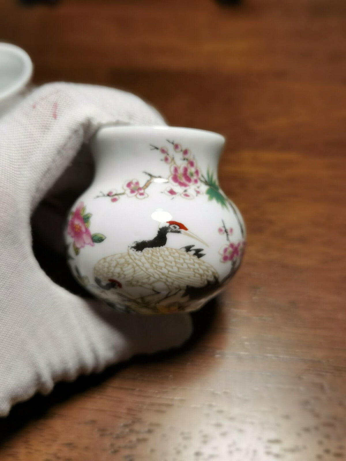 1set 3pcs New Asian Bamboo Bird Cage Red-crowned Crane Food Ceramics Cups 鸟食杯