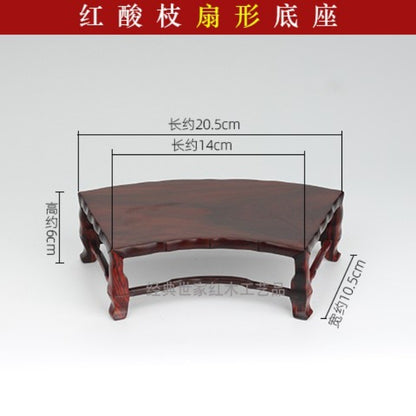 Rosewood Fanshaped Display Table Rack Vase Bonsai Artwork Statue Base Home Decor