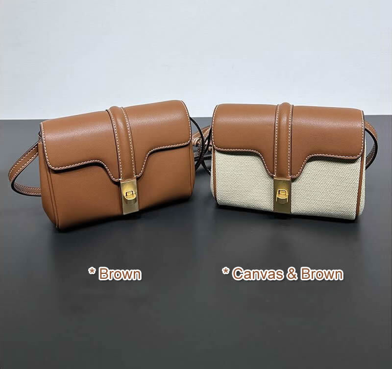 Mini Real Leather Canvas Small Flap Shoulder Bag Clutch Box Purse Crossbody