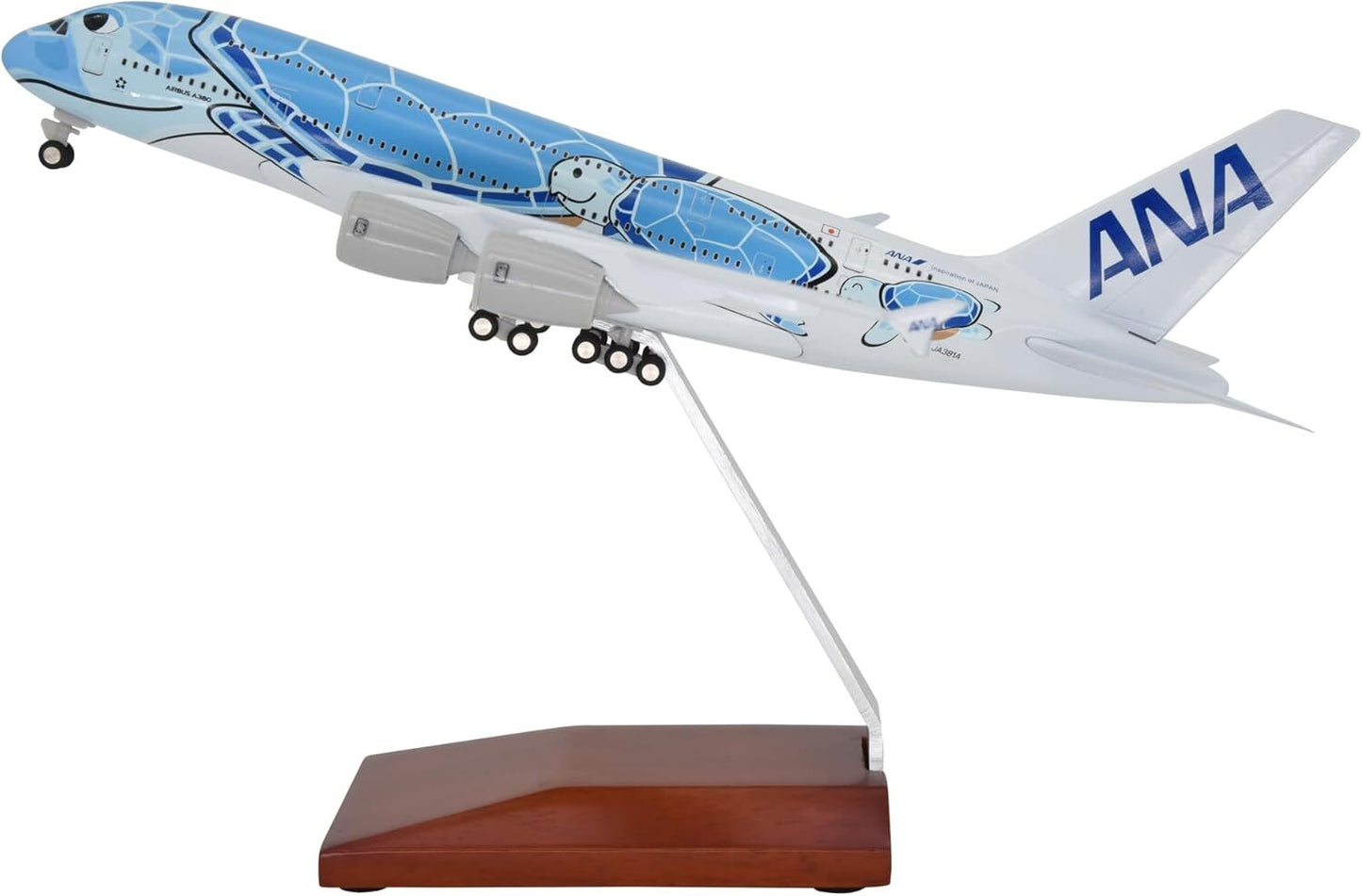 1:255 11.4inch Airbus A380 ANA Sea Turtle Metal Airplane Model Plane Toy Blue