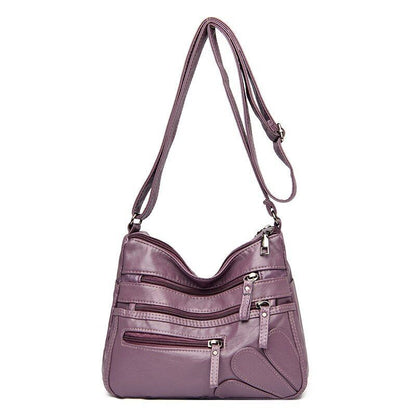 Women Shoulder Bag Leather Messenger Bag Flower Patchwork Leather Purse Handbag
