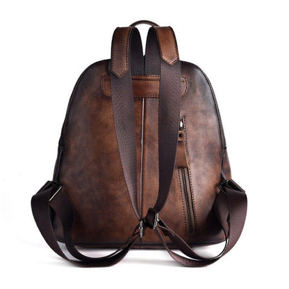 Travel Bag Vintage Rucksack Embossed Leisure Daypacks Genuine Leather Backpacks