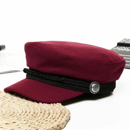 Winter Hats Womens French Style Wool Baker's Boy Cool Baseball Cap Black Visor