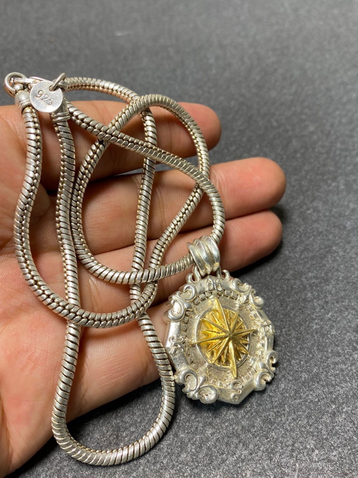 Asian old miao silver hand cast cool statue necklace jewel gift