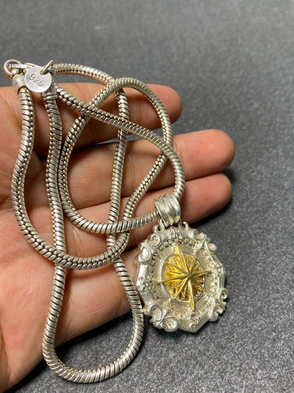 Asian old miao silver hand cast cool statue necklace jewel gift