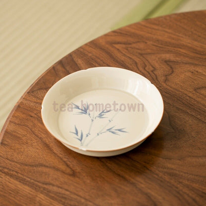 Hand-painted Bamboo Persimmon Ceramic Pot Table Tea Tray Fruit Snack Plate