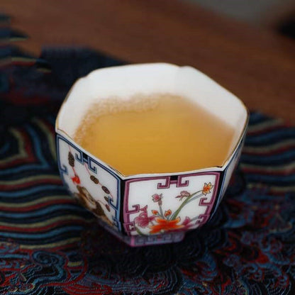 Fat Mutton Jade Porcelain Tea Cup Gaiwan Color Enamel Craft Tureen Souvenir New