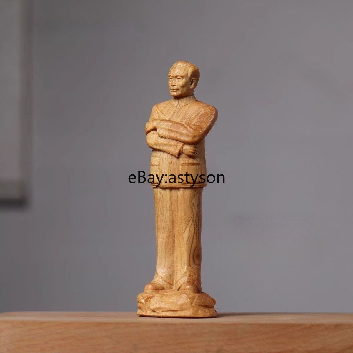 4.7" Cypress Chinese Premier Zhou Enlai Statue Figure Communist Portrait Collect
