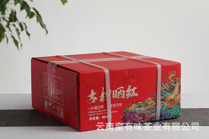 200g Cake Tea Yunnan Dian Hong Tea Fengqing Black Tea Ancient Tree Sun Red