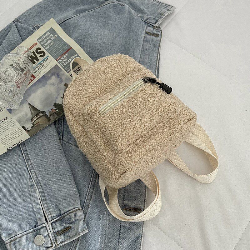 Kids Mini Backpack School Bag Shopping Shoulder Purse 18*21*11CM Polyester Khaki
