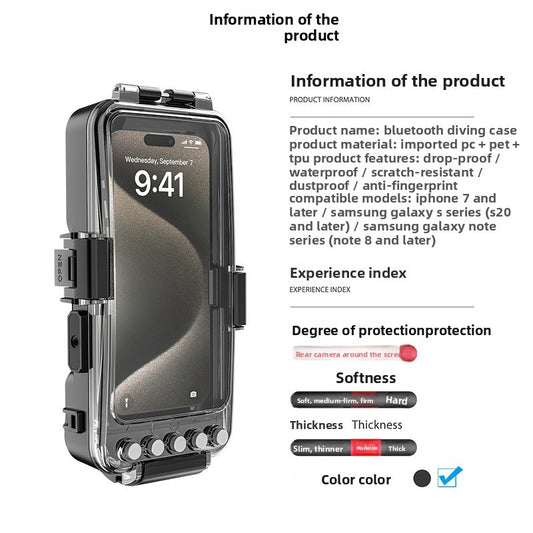 98.5FT Waterproof Bluetooth Dive Case for Samsung and iPhone Deep Sea Shooting
