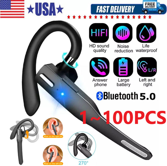 Trucker Wireless Bluetooth 5.1 Earpiece Headset Mic Earbud Noise Cancelling LOT