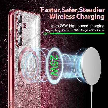 for Galaxy S25 FE Case,Compatible with Magsafe,Clear Magnetic Glitter Gradient S