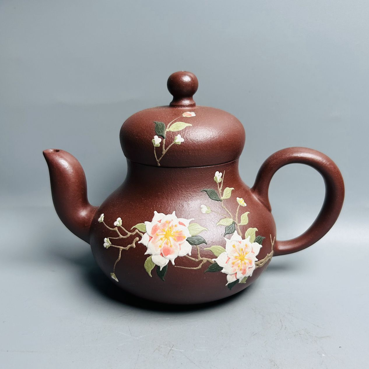 Vintage Chinese Yixing Purple Clay Teapot Zisha Ceremony Painted Nice Teaware