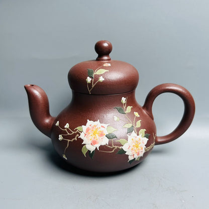 Vintage Chinese Yixing Purple Clay Teapot Zisha Ceremony Painted Nice Teaware