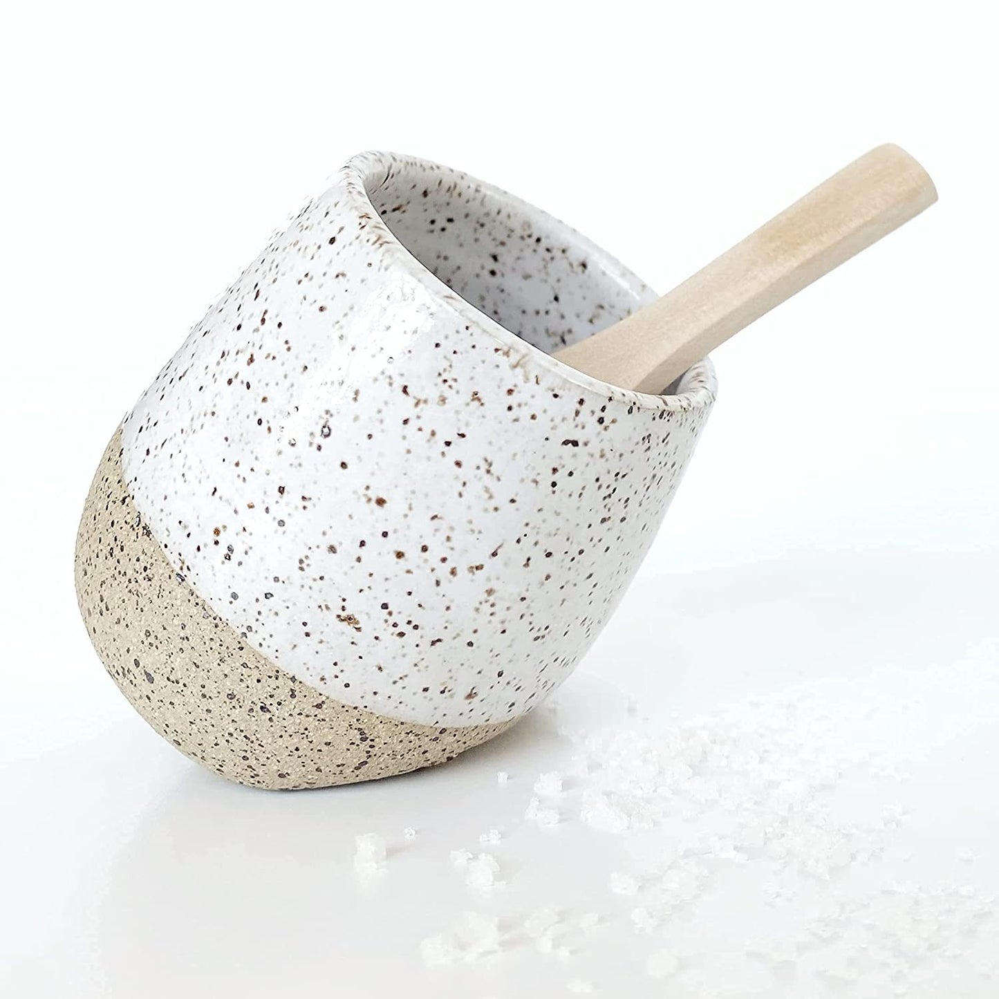 Handmade Condiment Jar with Spoon Salt Holder Counter Home Decoration Cup Gift