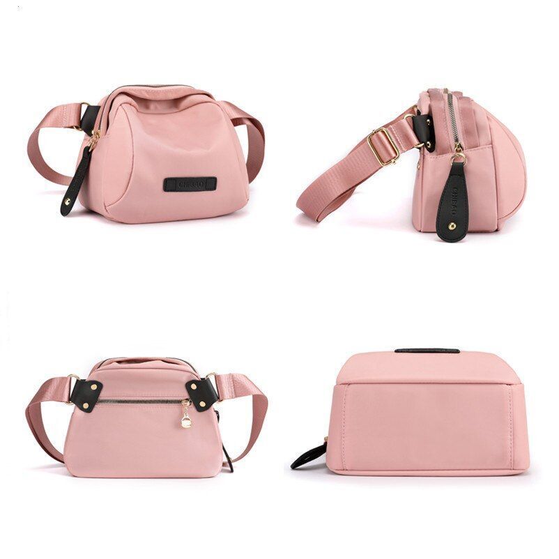 Shoulder Bag Nylon Wide Strap Crossbody Bags Waterproof Purse Pink Orange Purple