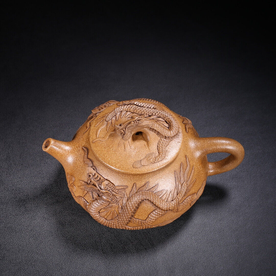 Chinese Yixing Zisha Clay Handmade Exquisite Teapot （龙石瓢 底款：曼希陶艺）