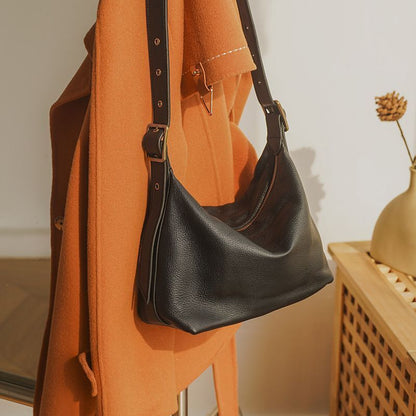 Retro Style Handbag Purse Thick Genuine Leather Crossbody Shoulder Bag Zipper