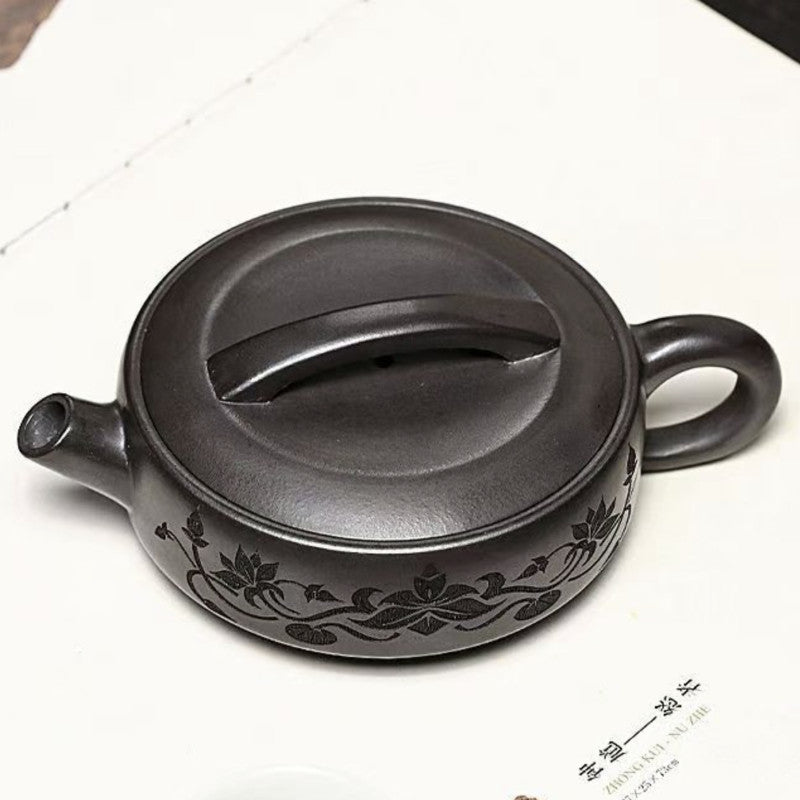 Chinese Tea Pot Handmade 7 Infuser Holes Marked Pot Real Yixing Zisha Black Clay