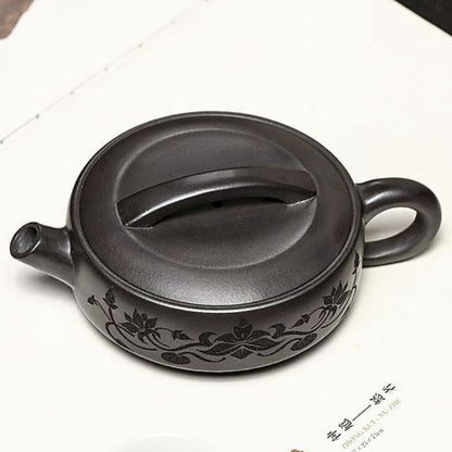 Chinese Tea Pot Handmade 7 Infuser Holes Marked Pot Real Yixing Zisha Black Clay