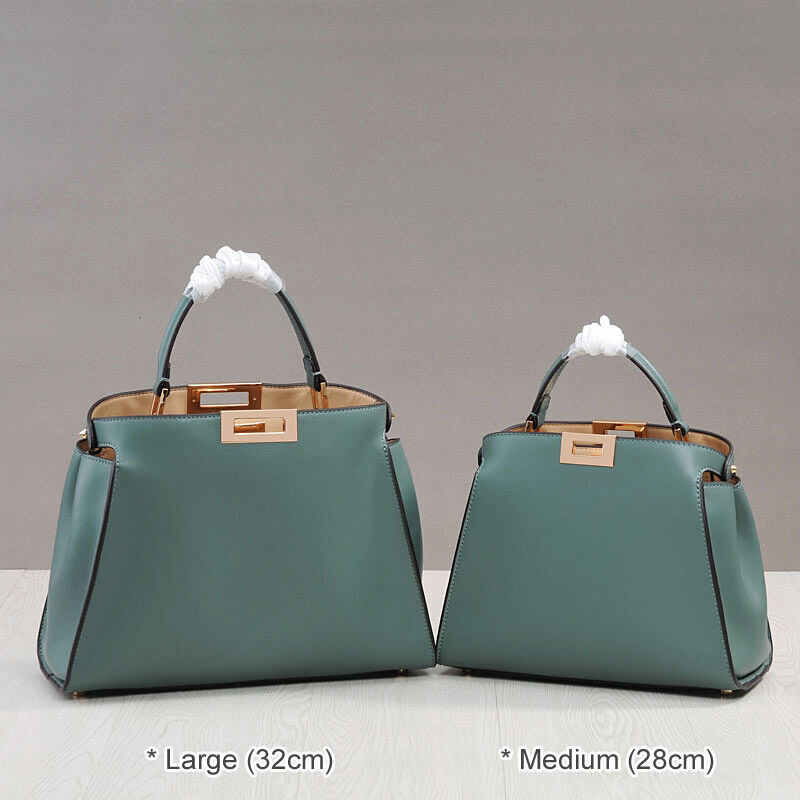 Real Leather Trapezoid Twist-Lock Tote Shoulder Bag Purse Crossbody Top Handle