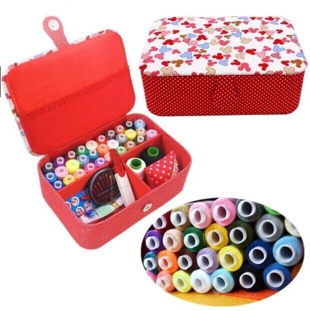 Sewing Tool Kits Multifunction Needles Tape Scissor Threads Home Storage Box Set